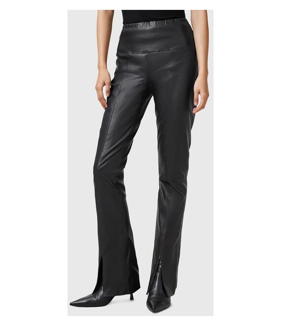 Δερμάτινο παντελόνι AllSaints CORA χρώμα: μαύρο, W030TC