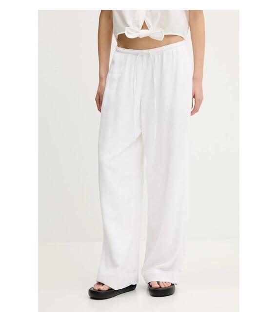 Λινό παντελόνι Abercrombie & Fitch χρώμα: άσπρο, KI156-5153