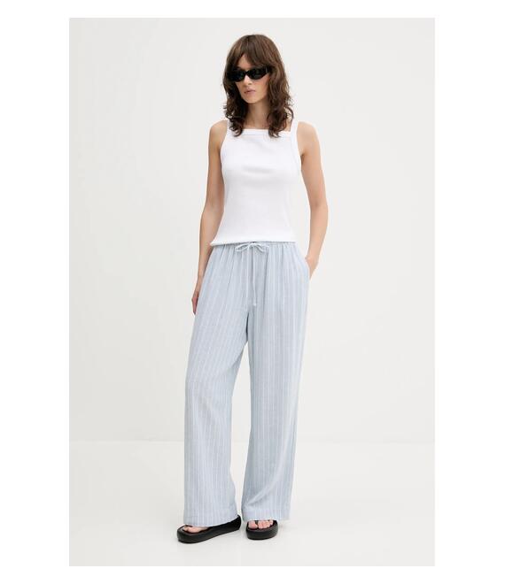 Λινό παντελόνι Abercrombie & Fitch χρώμα: μπλε, KI156-5205