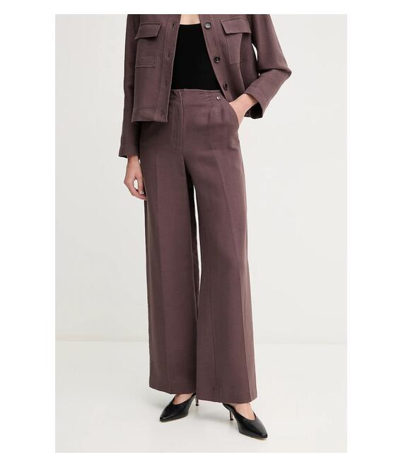 Παντελόνι με λινό μείγμα Pedro del Hierro χρώμα: καφέ, 7609762