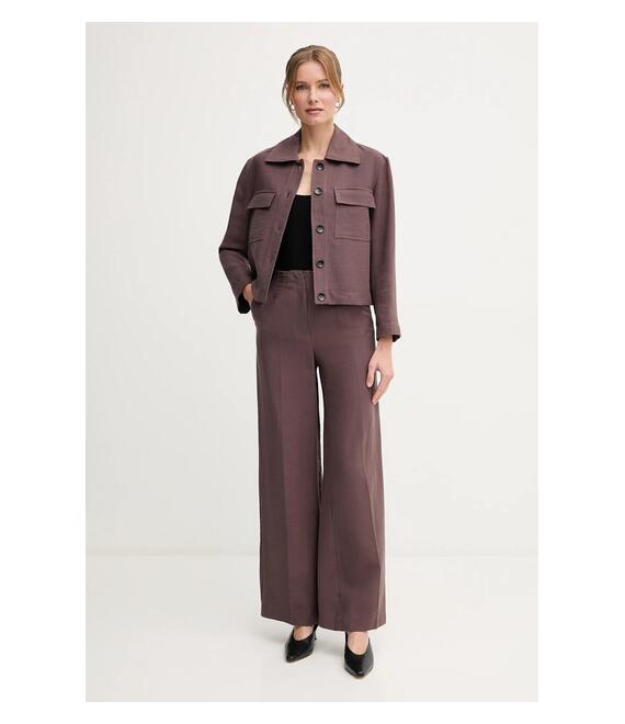 Παντελόνι με λινό μείγμα Pedro del Hierro χρώμα: καφέ, 7609762