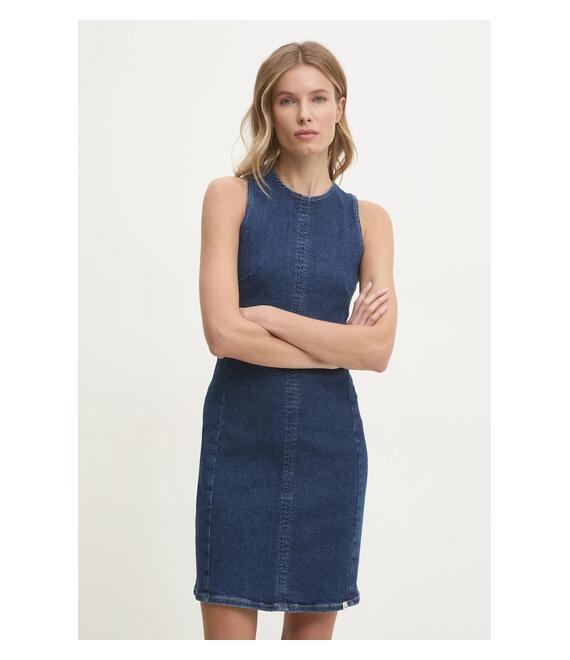Φόρεμα τζιν Calvin Klein Jeans χρώμα: ναυτικό μπλε, J20J224528