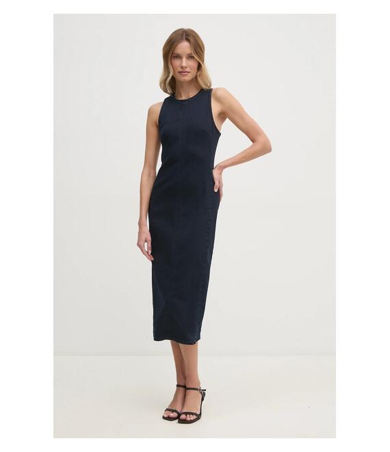 Φόρεμα τζιν Calvin Klein Jeans χρώμα: ναυτικό μπλε, J20J225474