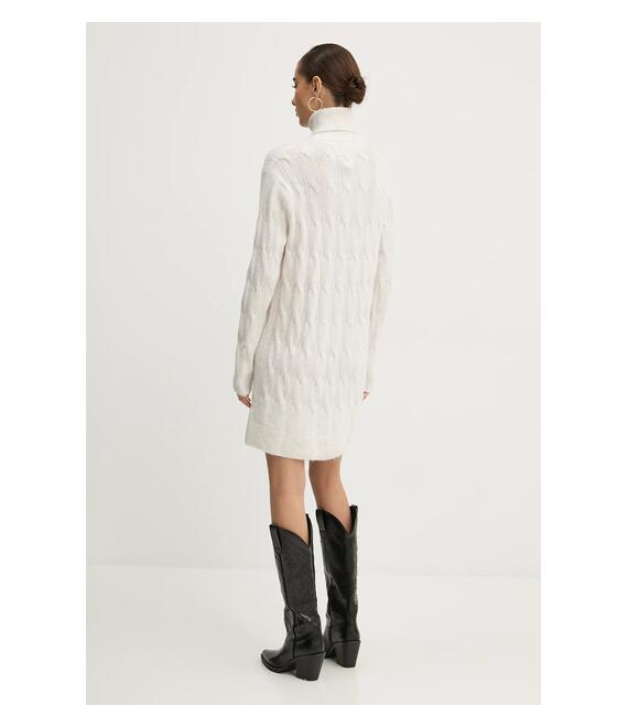 Φόρεμα από μείγμα μαλλιού Tommy Jeans χρώμα: μπεζ, DW0DW19464