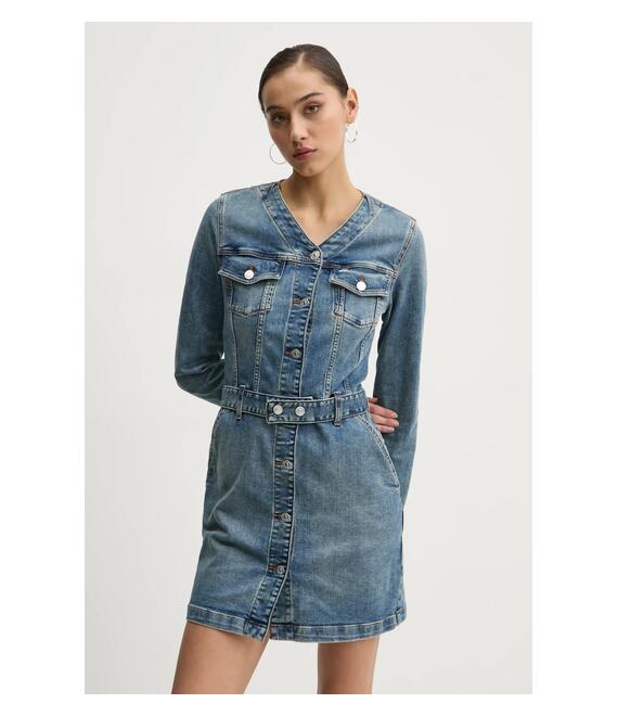 Φόρεμα τζιν Tommy Jeans χρώμα: μπλε, DW0DW19854