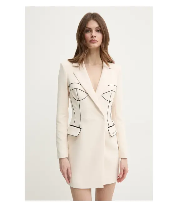 Φόρεμα Elisabetta Franchi χρώμα: μπεζ, AB73451E2
