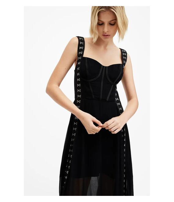 Φόρεμα AllSaints LUNA χρώμα: μαύρο, W048DB