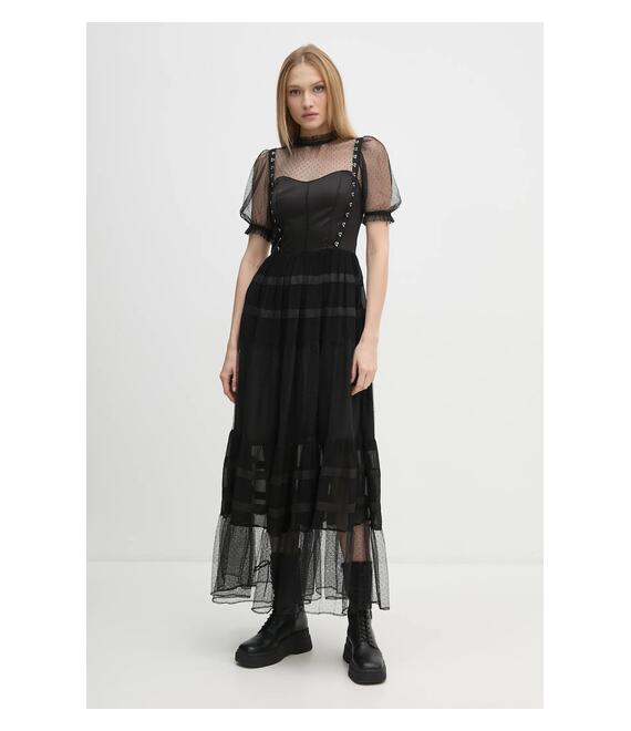 Φόρεμα AllSaints RYLA χρώμα: μαύρο, W155DB