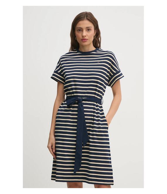 Βαμβακερό φόρεμα Tommy Hilfiger χρώμα: ναυτικό μπλε, WW0WW45183