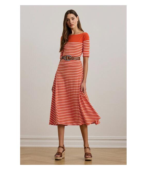 Βαμβακερό φόρεμα Lauren Ralph Lauren χρώμα: πορτοκαλί, 250957728