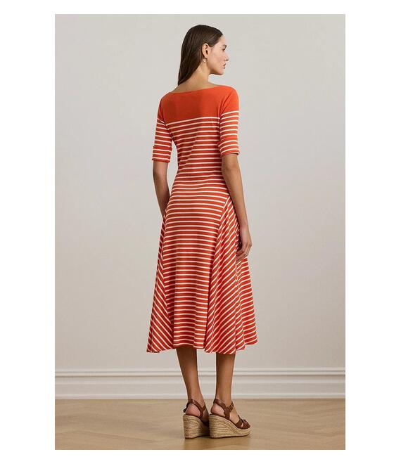 Βαμβακερό φόρεμα Lauren Ralph Lauren χρώμα: πορτοκαλί, 250957728