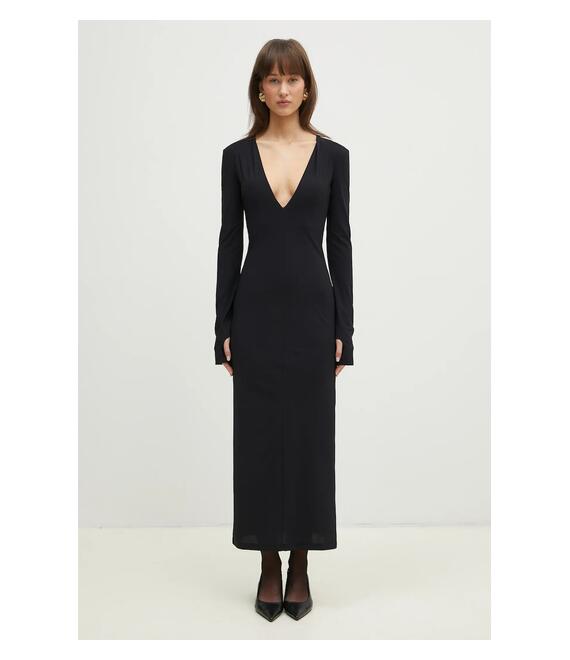 Φόρεμα MM6 Maison Margiela χρώμα: μαύρο, S52DG0026