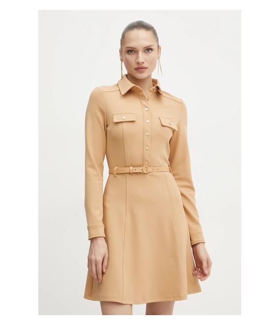 Φόρεμα Guess ZAMA χρώμα: μπεζ, W5RK93 KCBO2