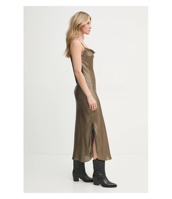 Φόρεμα AllSaints HADLEY χρώμα: χρυσαφί, W255DB