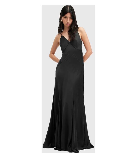 Φόρεμα AllSaints LILI χρώμα: μαύρο, W258DB