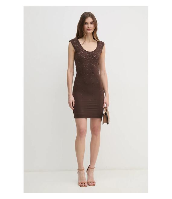 Φόρεμα Guess ROSY χρώμα: καφέ, W5RK23 KCDE0