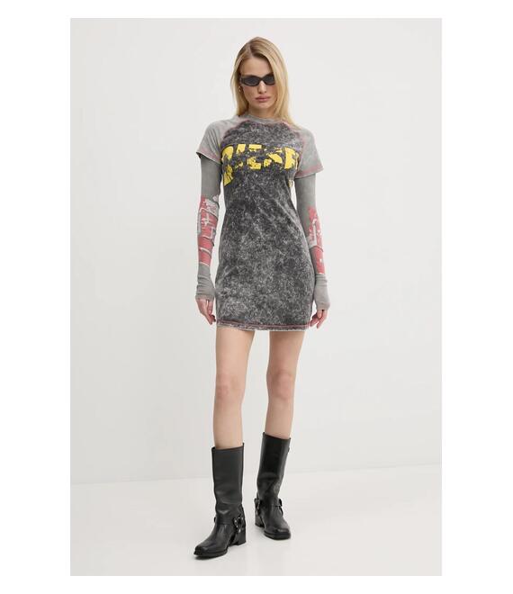 Φόρεμα Diesel D-BUXT-Q1 DRESS χρώμα: γκρι, A16633.0SLBB