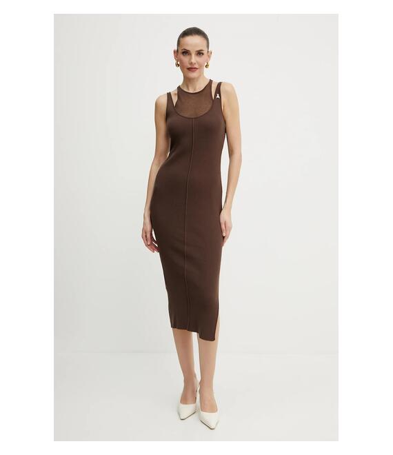 Φόρεμα Patrizia Pepe χρώμα: καφέ, 2A2873 K258