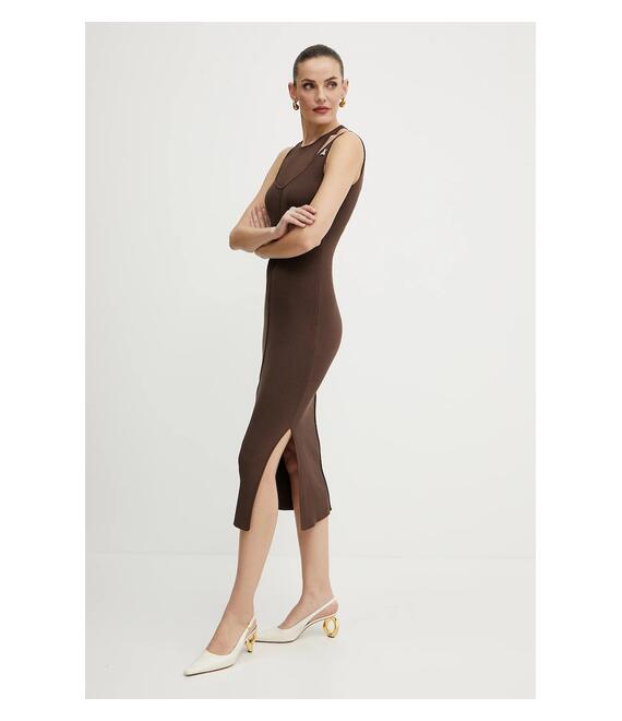 Φόρεμα Patrizia Pepe χρώμα: καφέ, 2A2873 K258