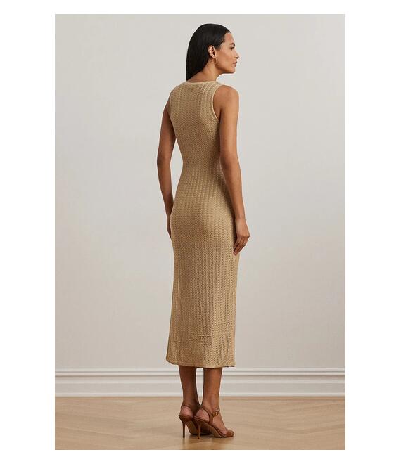 Λινό φόρεμα Lauren Ralph Lauren χρώμα: μπεζ, 200963647