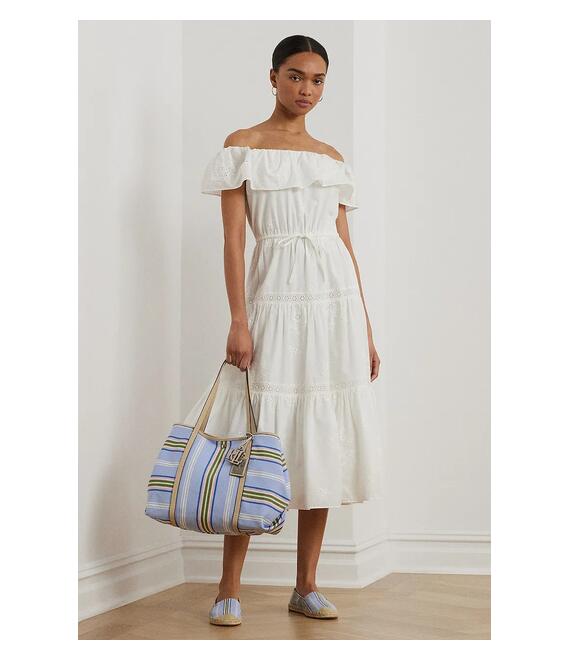 Βαμβακερό φόρεμα Lauren Ralph Lauren χρώμα: άσπρο, 200966195