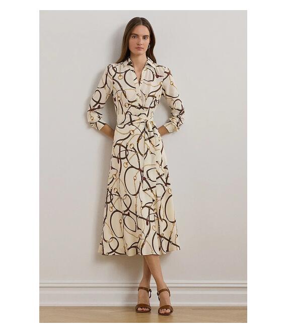 Φόρεμα Lauren Ralph Lauren χρώμα: μπεζ, 250963459