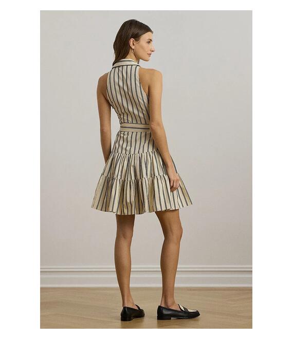 Βαμβακερό φόρεμα Lauren Ralph Lauren χρώμα: μπεζ, 250963808