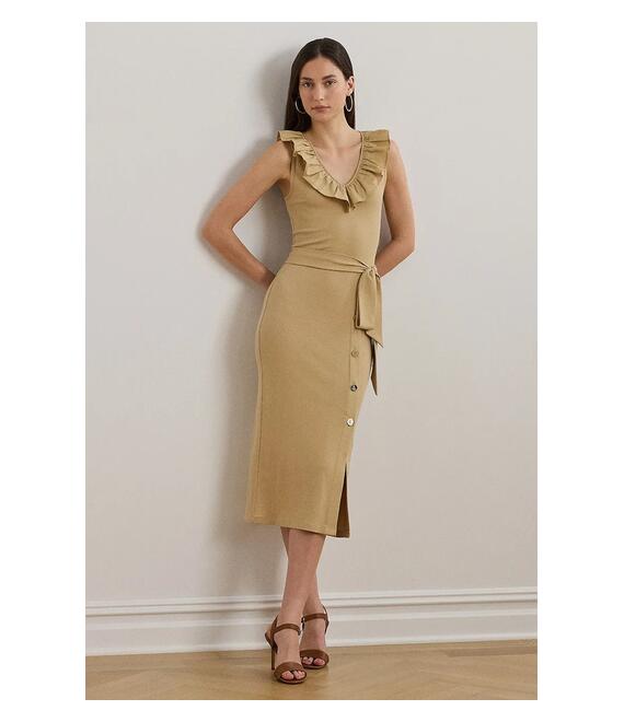 Φόρεμα Lauren Ralph Lauren χρώμα: μπεζ, 250964085