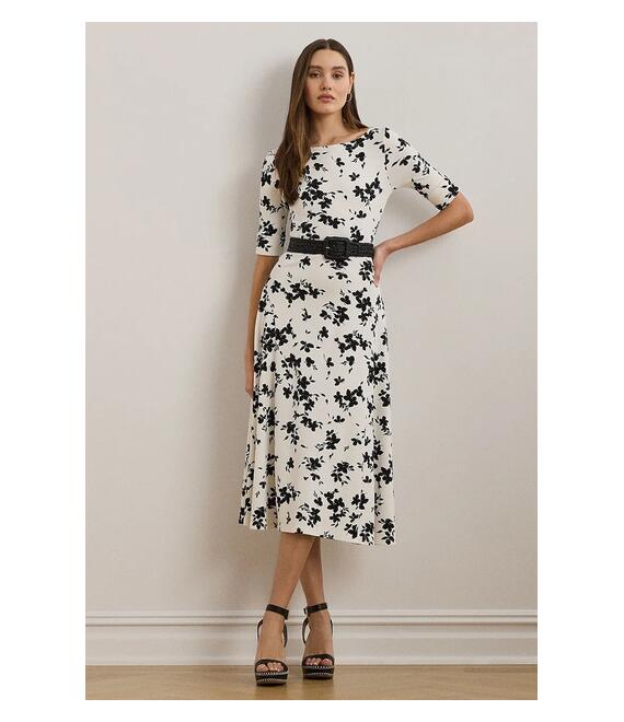 Βαμβακερό φόρεμα Lauren Ralph Lauren χρώμα: μαύρο, 250964093