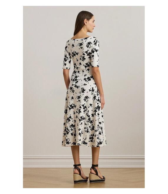 Βαμβακερό φόρεμα Lauren Ralph Lauren χρώμα: μαύρο, 250964093