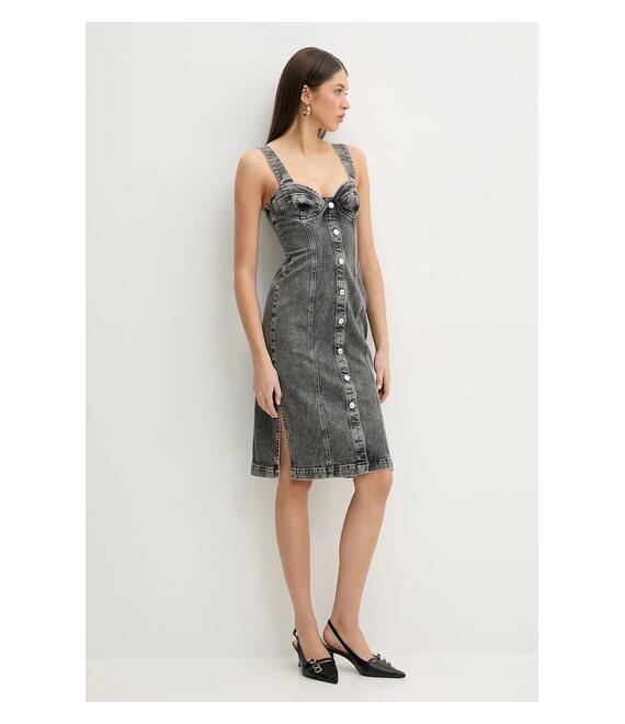 Φόρεμα τζιν Moschino Jeans χρώμα: γκρι, 0457 3219