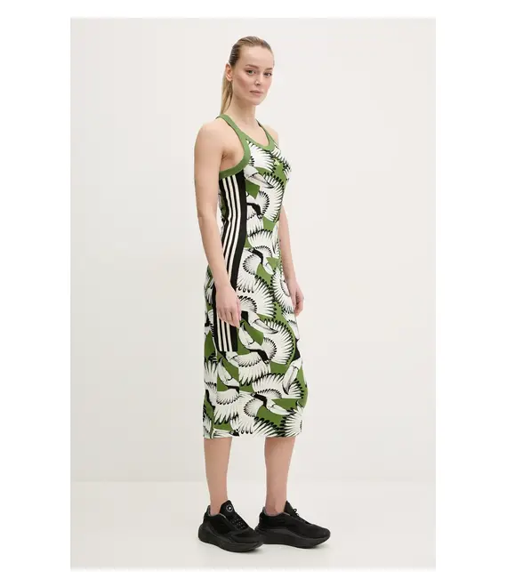 Φόρεμα adidas x Farm Rio χρώμα: πράσινο, JD6314