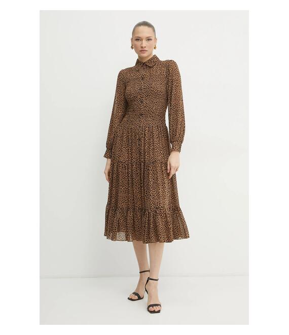Φόρεμα MICHAEL Michael Kors χρώμα: καφέ, MR582L7GRY