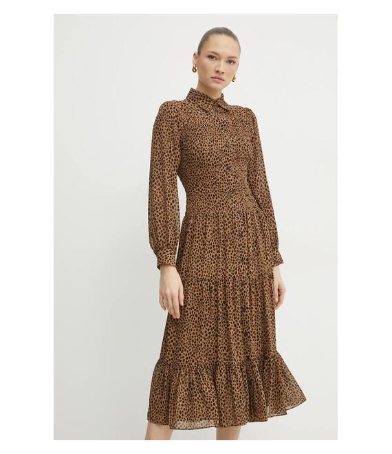 Φόρεμα MICHAEL Michael Kors χρώμα: καφέ, MR582L7GRY