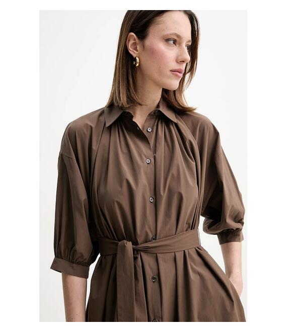 Βαμβακερό φόρεμα Weekend Max Mara χρώμα: καφέ, 2515221042600