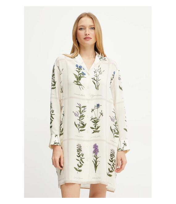 Μεταξωτό φόρεμα Weekend Max Mara χρώμα: μπεζ, 2515221172600