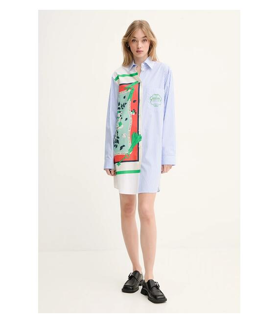 Βαμβακερό φόρεμα Moschino Jeans χρώμα: μπλε, 0446 3725