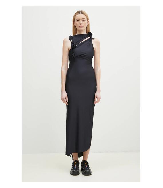 Φόρεμα Coperni Asymmetric Flower χρώμα: μαύρο, COPR44545C