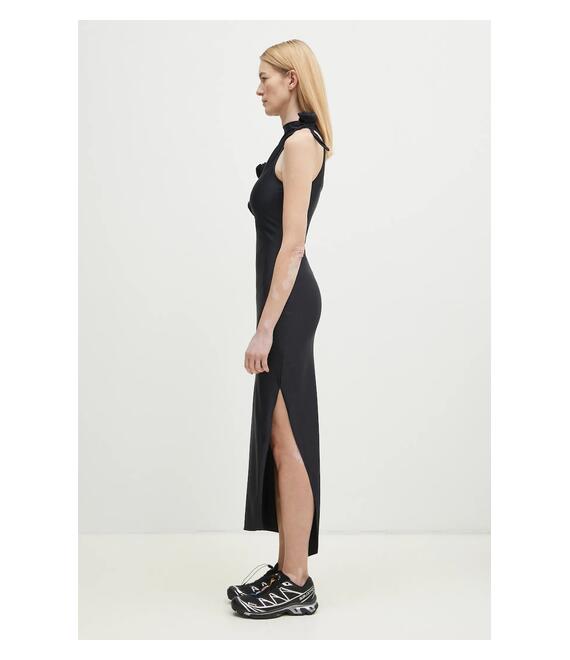 Φόρεμα Coperni Asymmetric Flower χρώμα: μαύρο, COPR44545C