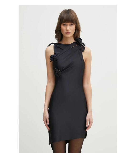 Φόρεμα Coperni Asymmetric Flower χρώμα: μαύρο, COPR154F5001