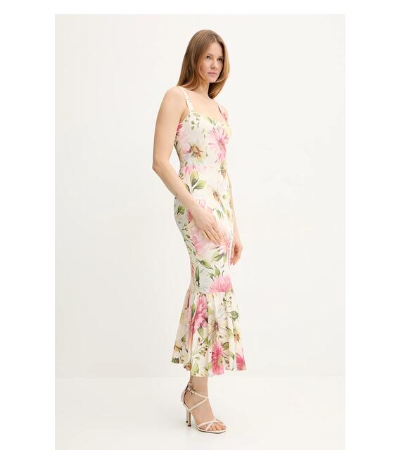 Φόρεμα Guess FLEUR χρώμα: μπεζ, W5GK20 WH4S2