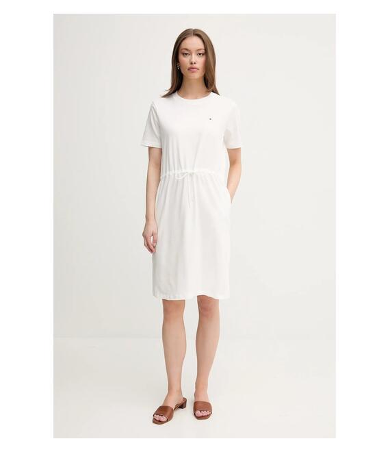 Βαμβακερό φόρεμα Tommy Hilfiger χρώμα: άσπρο, WW0WW45529