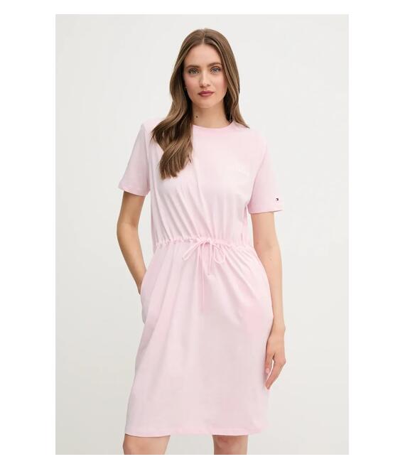 Βαμβακερό φόρεμα Tommy Hilfiger χρώμα: ροζ, WW0WW45529