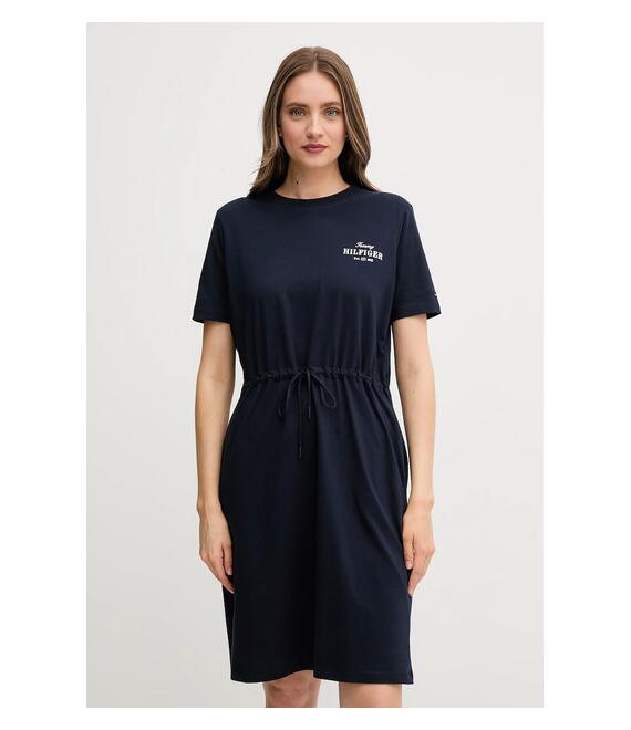 Βαμβακερό φόρεμα Tommy Hilfiger χρώμα: ναυτικό μπλε, WW0WW45529
