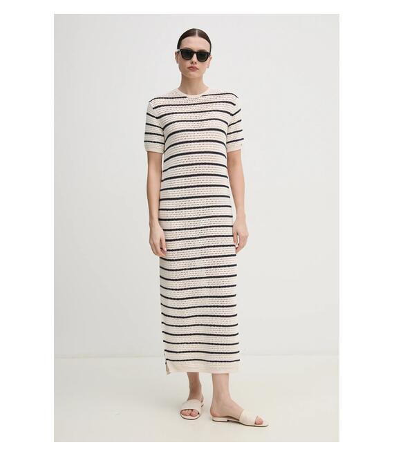Φόρεμα Tommy Hilfiger χρώμα: μπεζ, WW0WW44489