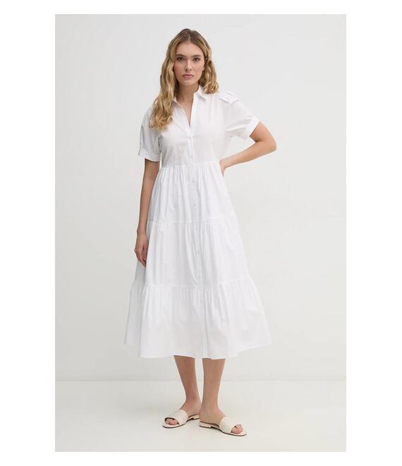 Βαμβακερό φόρεμα Dkny χρώμα: άσπρο, DJ4D9004