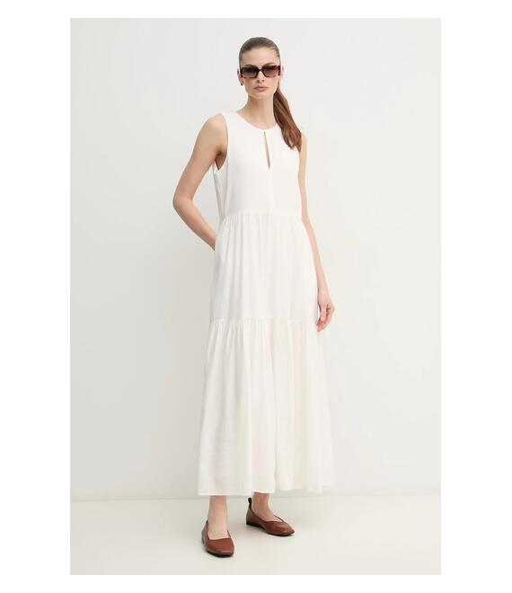 Λινό φόρεμα Dkny χρώμα: μπεζ, DJ5D9059