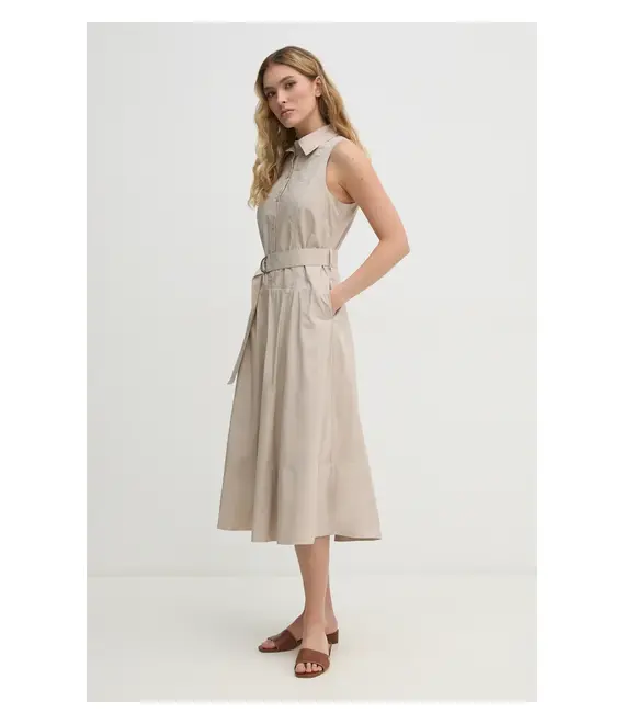 Βαμβακερό φόρεμα Dkny χρώμα: μπεζ, DJ5D9073