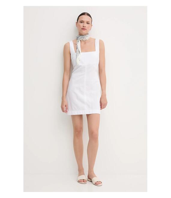 Φόρεμα από λινό μείγμα Calvin Klein Jeans χρώμα: άσπρο, J20J225277