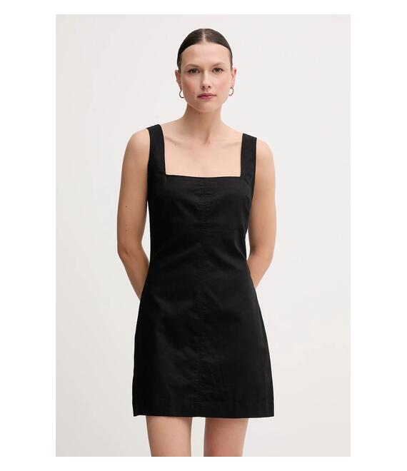 Φόρεμα από λινό μείγμα Calvin Klein Jeans χρώμα: μαύρο, J20J225277